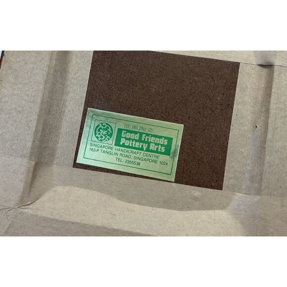 Vintage Signed Chinese Hand Painted Landscape Porcelain Tiles Birds Brass Hanger - Picture 8 of 10